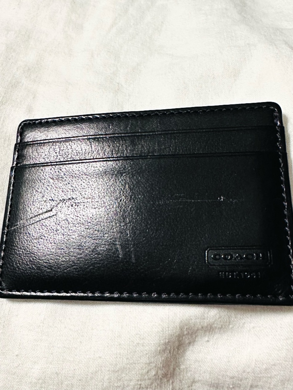 Coach Basic Smooth Brown Leather Card Case Holder